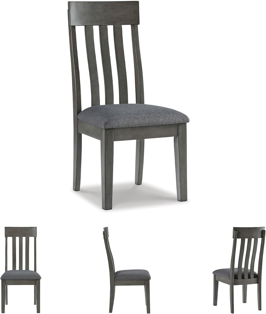 Signature Design by Ashley Hallanden Contemporary Dining Upholstered Side Chair, Set of 2, Armless, Comb Back Design, Wood Frame, Gray