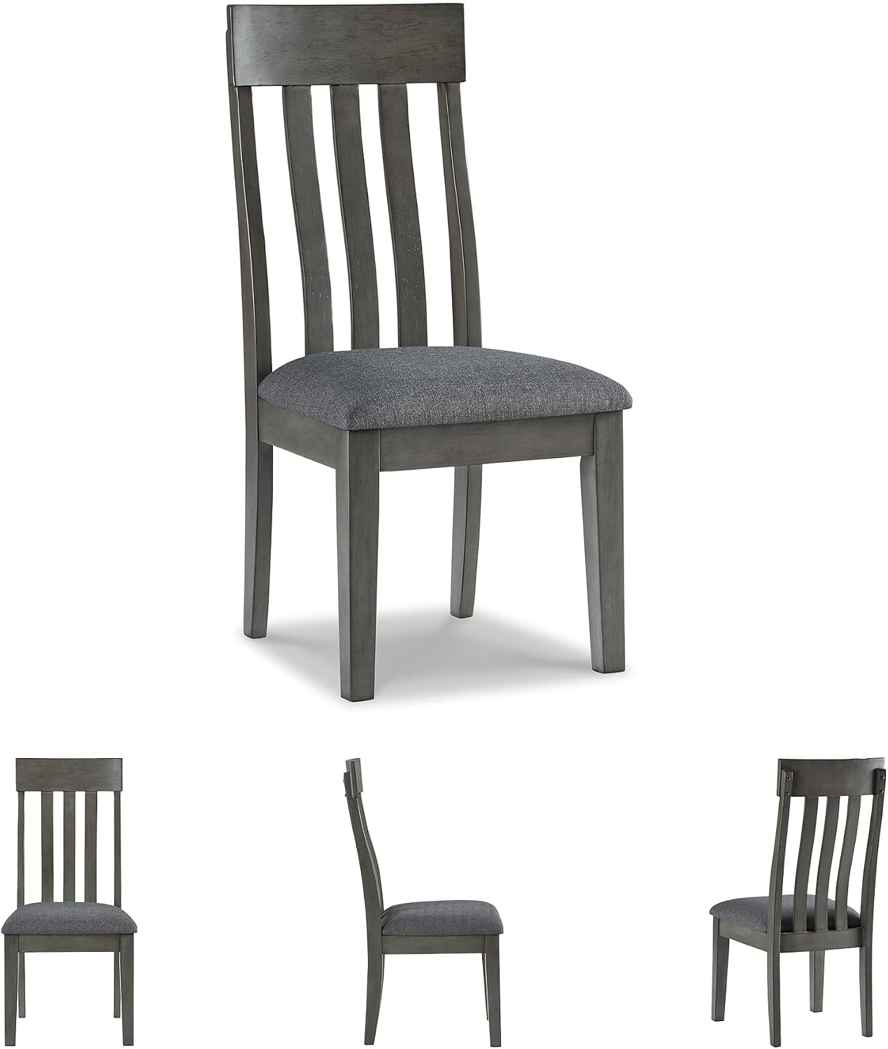 Signature Design by Ashley Hallanden Contemporary Dining Upholstered Side Chair, Set of 2, Armless, Comb Back Design, Wood Frame, Gray
