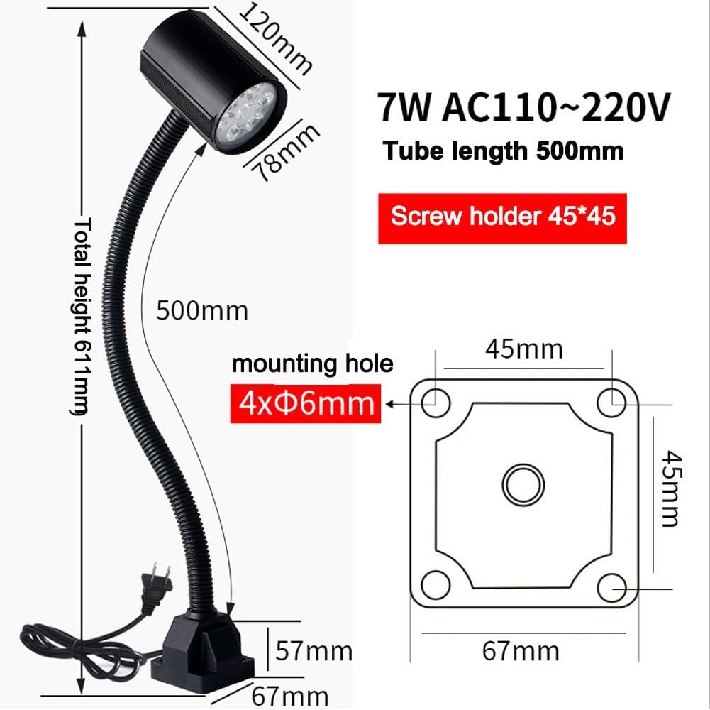 Led Work Lights for Mechanics,LED Machine Tool Work Lights 24V110V220V Switch Strong Magnetic seat high-Power Machine Equipment Desk Lamps(7W 110-220V Screw Holders)