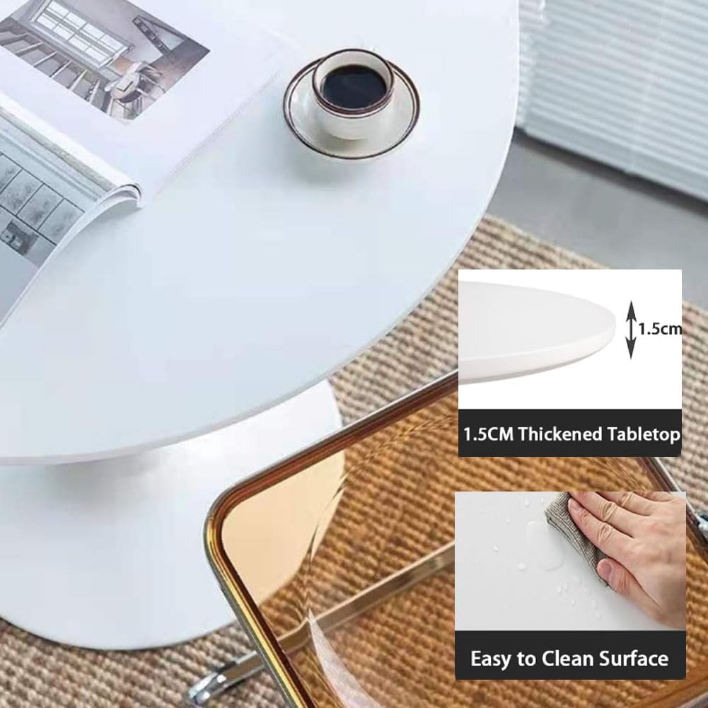 35.1' Tulip Dining Table, White, Perfect for 2-4 People, Mid-Century Modern Style, Round MDF Top with Sturdy Base for Dining Room, Living Room, Cafe