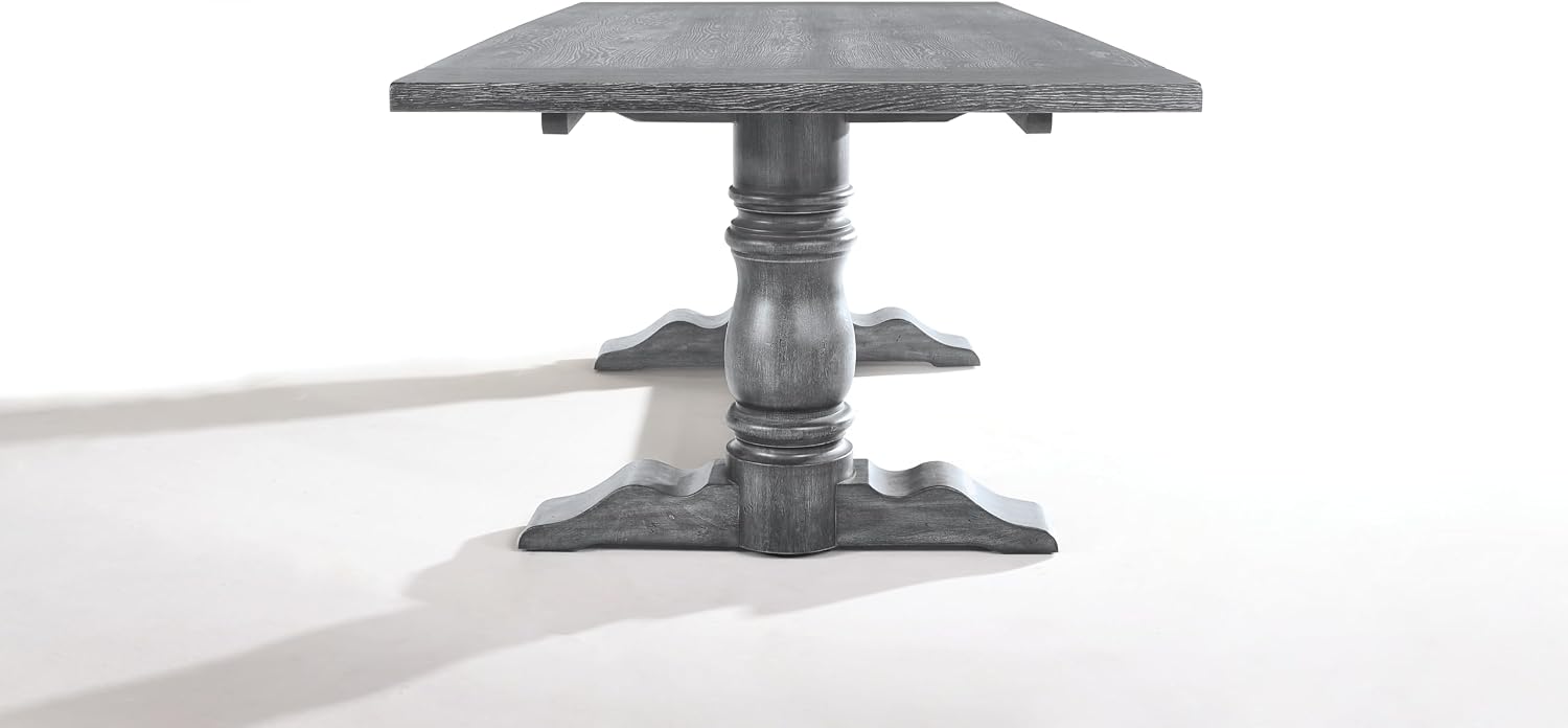 88'' Rectangular Dining Table Rustic Wood Kitchen Dinner Table, Retro Modern Mid-Century Style, Gray