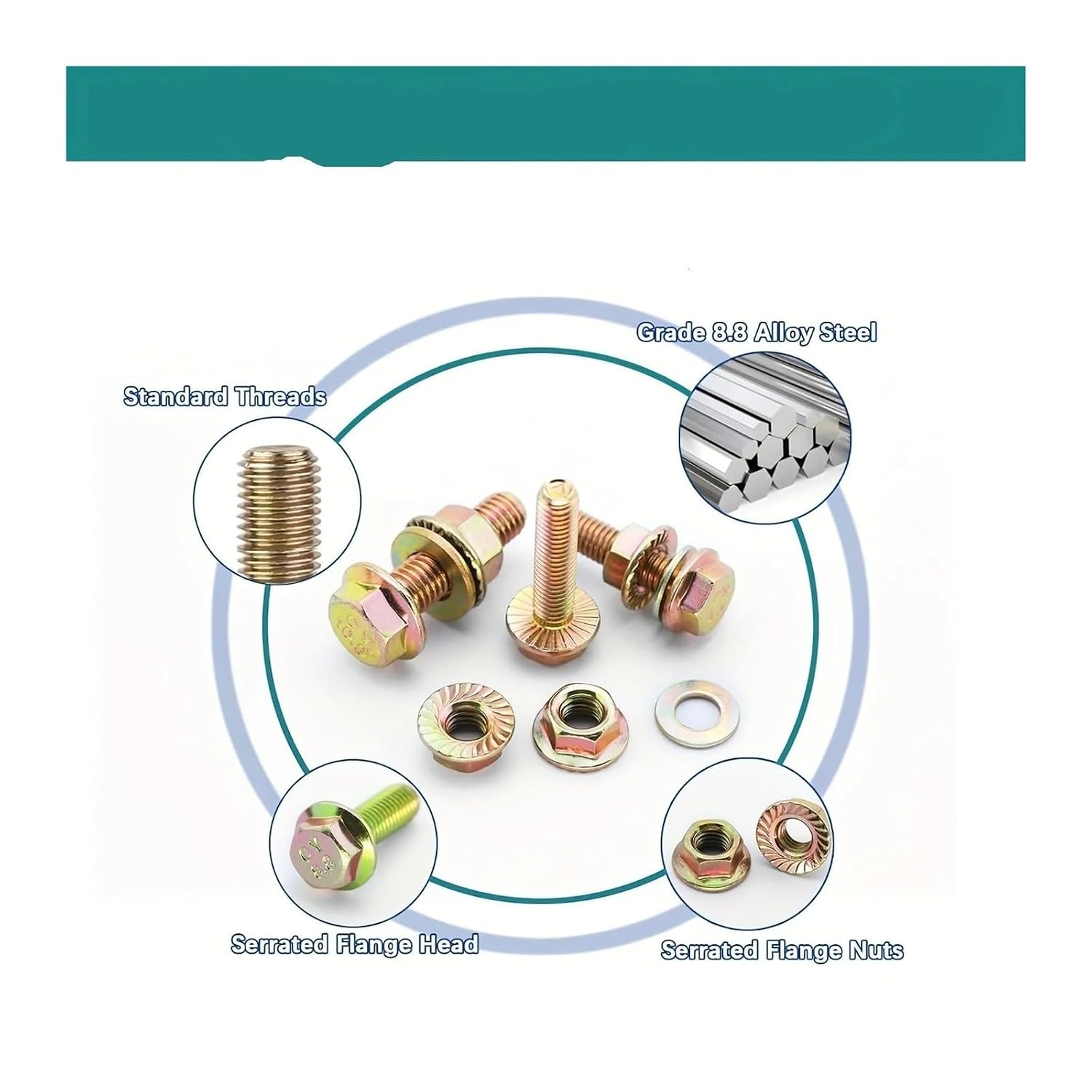 450 PCS M6 M8 M10 Hex Head Bolts, Nuts, Washers Set, 8. Grade Alloy Steel, Galvanized Metric Screws