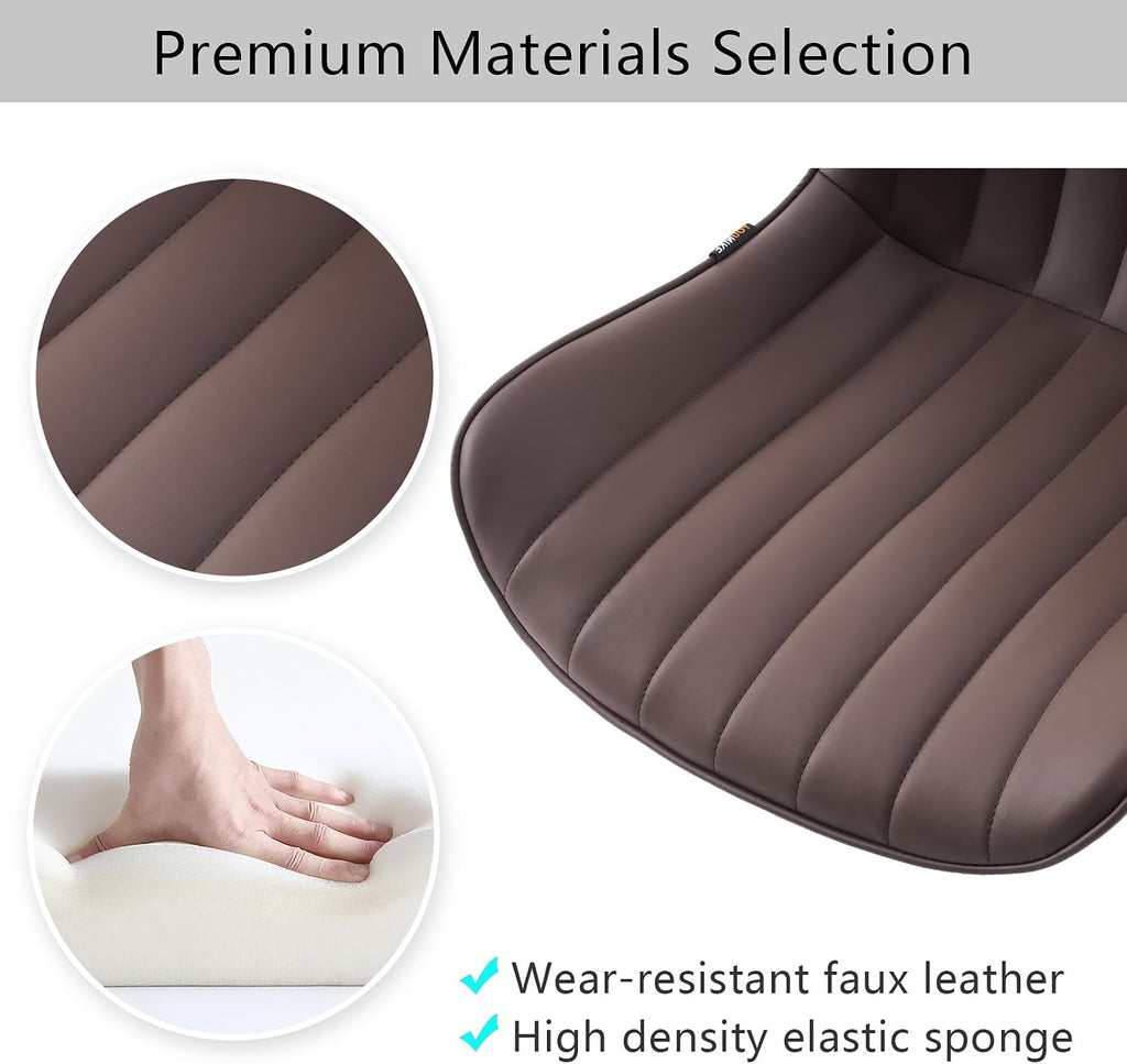 YOUNIKE Ergonomic Home Office Desk Chair with Wheels Comfy Armless Criss Cross Chair with Adjustable Back Modern Leather Upholstered Swivel Vanity Chair Small Cute Rolling Task Chair for Women Brown