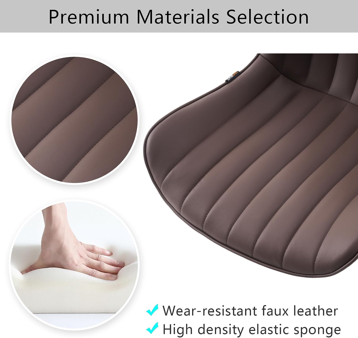 YOUNIKE Ergonomic Home Office Desk Chair with Wheels Comfy Armless Criss Cross Chair with Adjustable Back Modern Leather Upholstered Swivel Vanity Chair Small Cute Rolling Task Chair for Women Brown