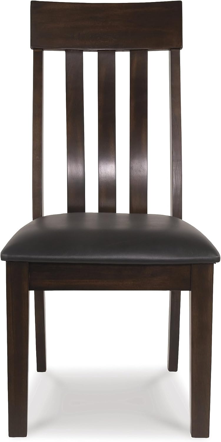 Signature Design by Ashley Haddigan Faux Leather Cushioned Rake Back Dining Chair, 2 Count, Dark Brown