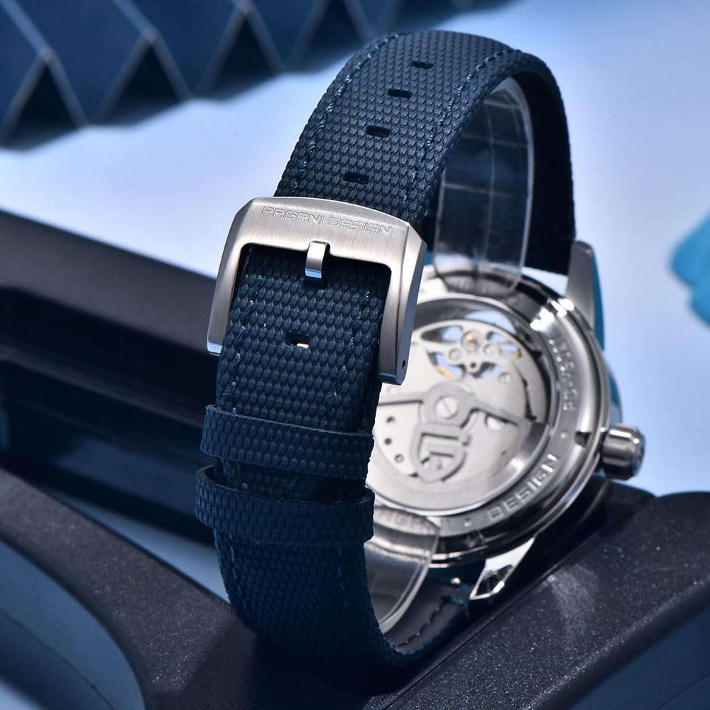 Pagani Design Luxury Men's Automatic Watch Skeleton Tourbillon Moon Phase Stainless Steel 100m Waterproof Leather Strap Men's Mechanical Watch