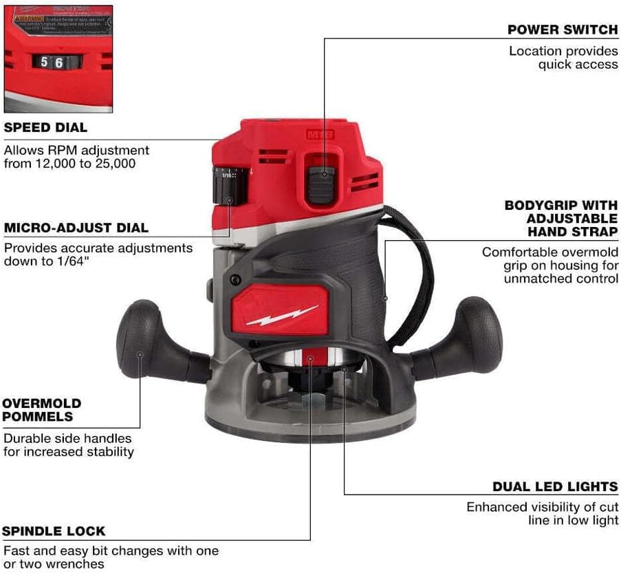 2838-20 for Milwaukee M18 FUEL 18V 1/2'' Cordless Lithium-Ion Router - Bare TooL