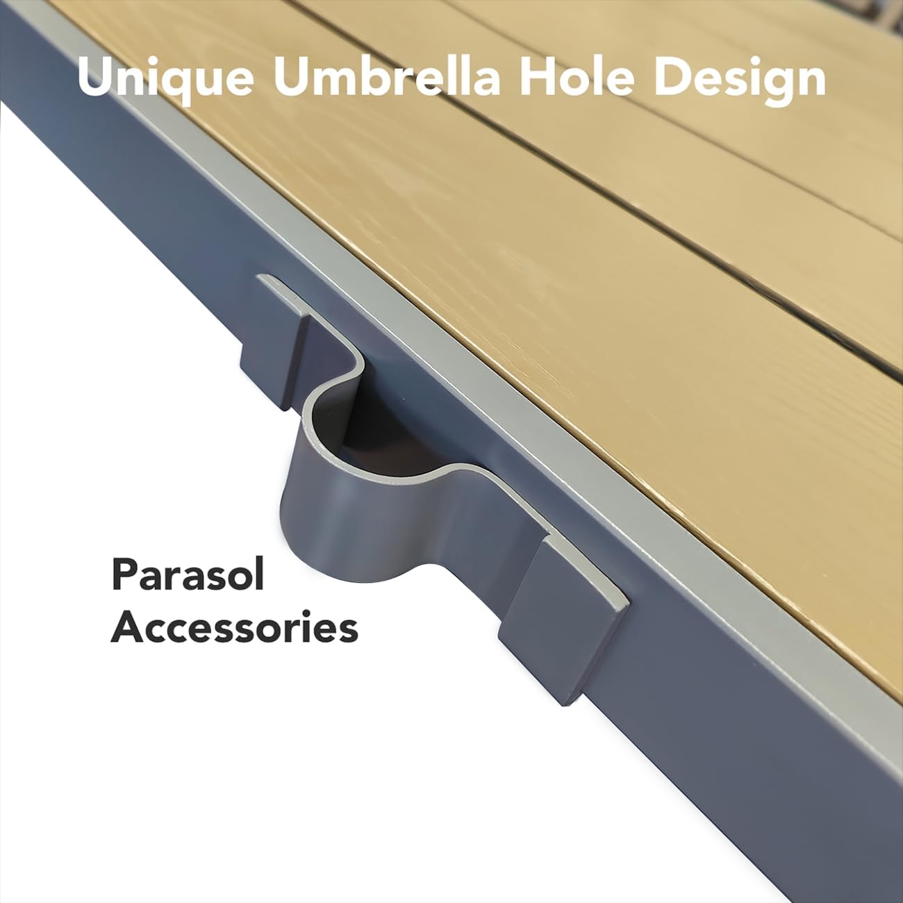 Ahomly Patio Table and Chairs Set for 6, Outdoor Dining Set Includes 59.5' Rectangle Patio Table with Side Umbrella Hole and 6 Textilene Fabric Patio Chairs for Courtyard, Backyard, Pool, Grey&Brown
