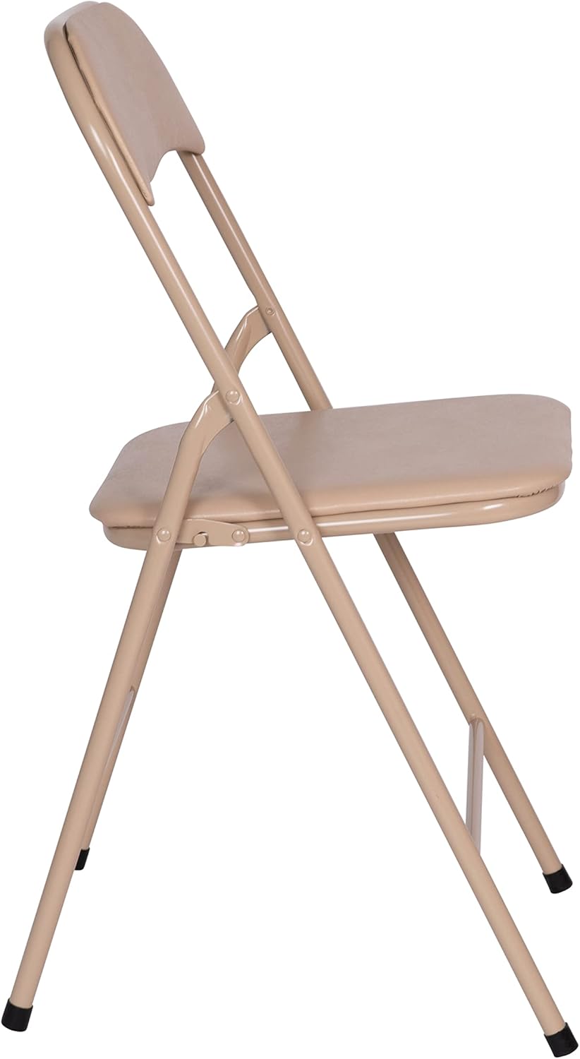 EMMA + OLIVER 5-Piece Multipurpose Folding Card Table and Chairs Set for 4 Players, Padded Top Portable Square Folding Table and Chairs Set, Tan