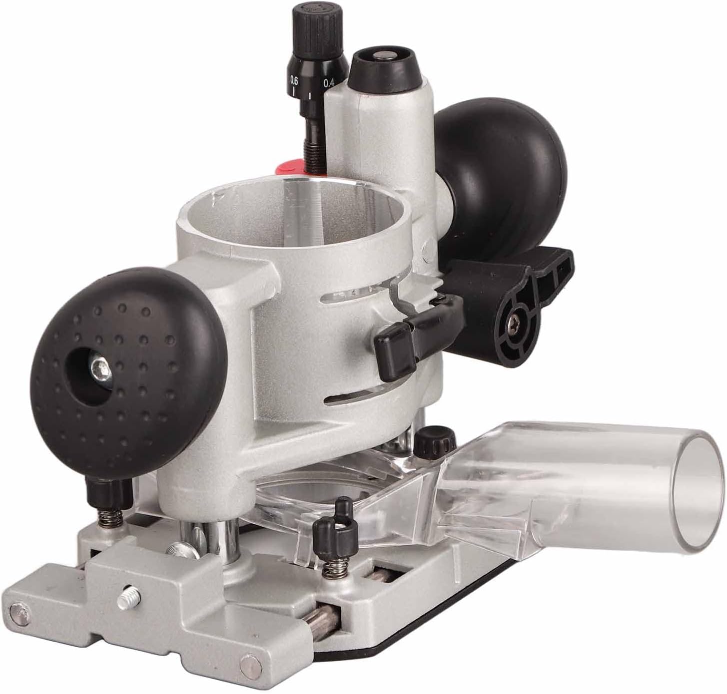 Compact Router Plunge Base Kit for Woodworking, Durable Aluminum Alloy Construction, Double Handle Trimming Machine Cover, Transparent Protective Cover, Fine Depth Adjustment with
