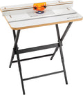 Complete Router Table Package - Lightweight & Sturdy Router Table Kit w/Powder-coated Black Steel Stand, Phenolic Plate, & More - Wooden Carpentry Tools & Accessories to Route w/Precision & Ease