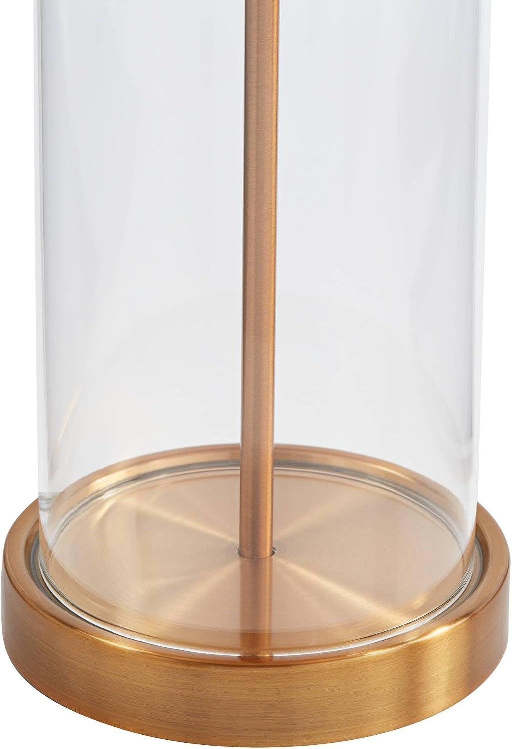 360 Lighting 26' High Cylinder Country Cottage Table Lamps Set of 2 Fillable Clear Gold Finish Glass Metal White Shade Living Room Bedroom Bedside Nightstand House Office Home Kitchen
