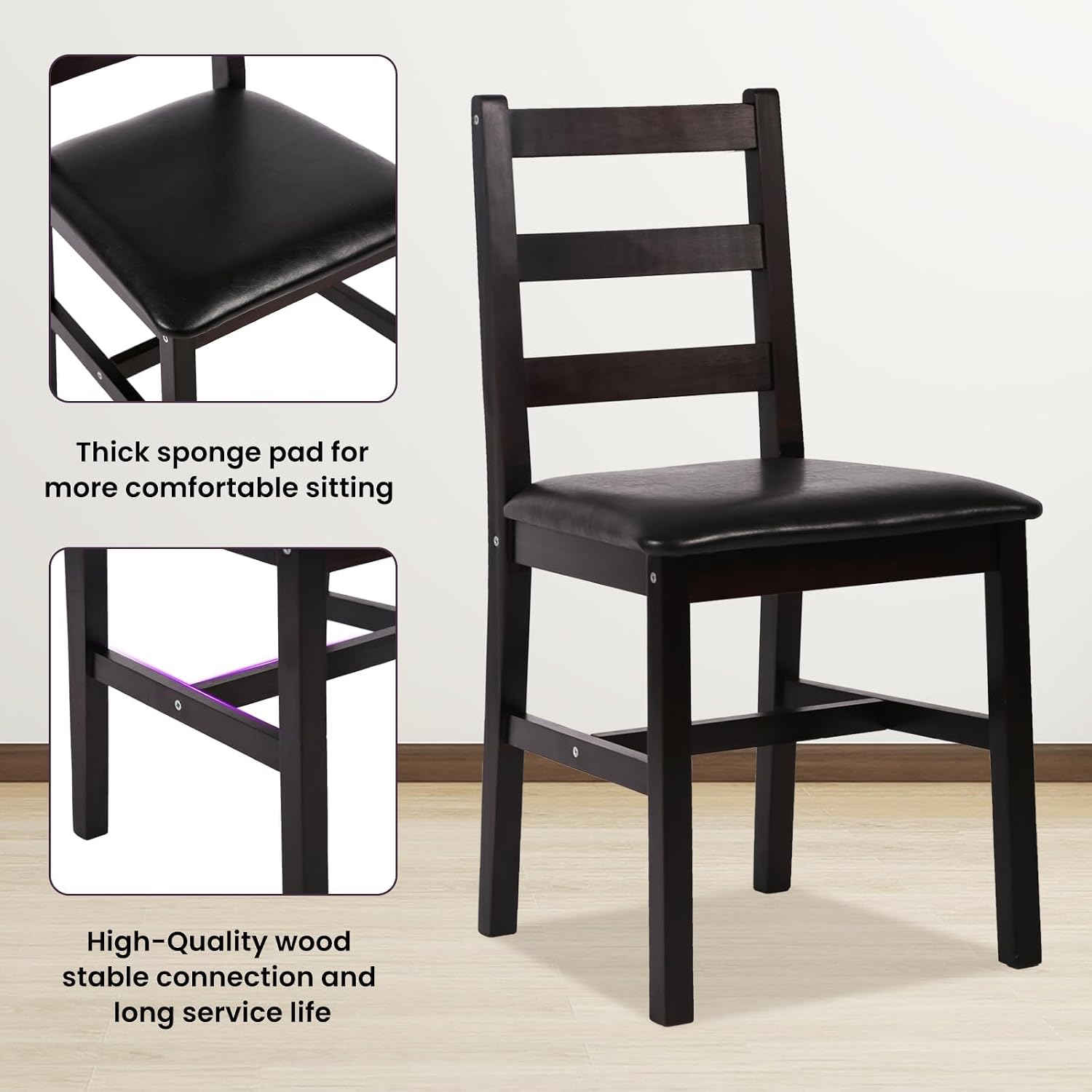 Small Dining Table Set for 4, Wooden Kitchen & Dining Room Sets 5 Piece Kitchen Table Set, Square Table and Chair Breakfast Table Set for Restaurant Home Kitchen Living Room, Dark Brown