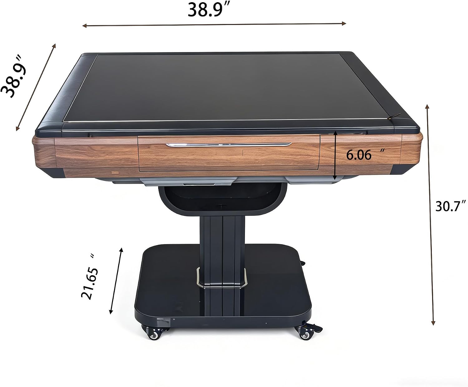 Foldable Ultra-Thin Automatic Mahjong Table with Wheels, Mahjong Table Set with American Chinese & Filipino Style 42mm Numbered Tiles (with Hard Table Cover)