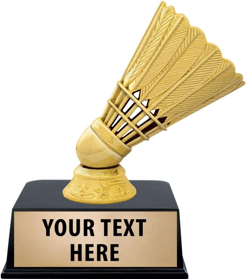Crown Awards Badminton Trophies with Custom Engraving, 6' Personalized Badminton Shuttlecock Trophy On Black Base Prime