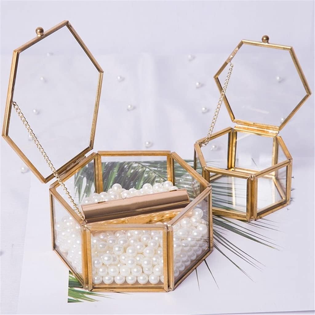 2Pcs Geometrical Clear Glass Jewelry Box Jewelry Organize Holder Tabletop Succulent Plants Container Home Storage