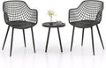 Tangkula 3 Piece Patio Bistro Set, All Weather Heavy Duty Table and Chairs Set of 2 with Widen Seats, Outdoor Furniture Set for Porch, Balcony, Backyard (Black)