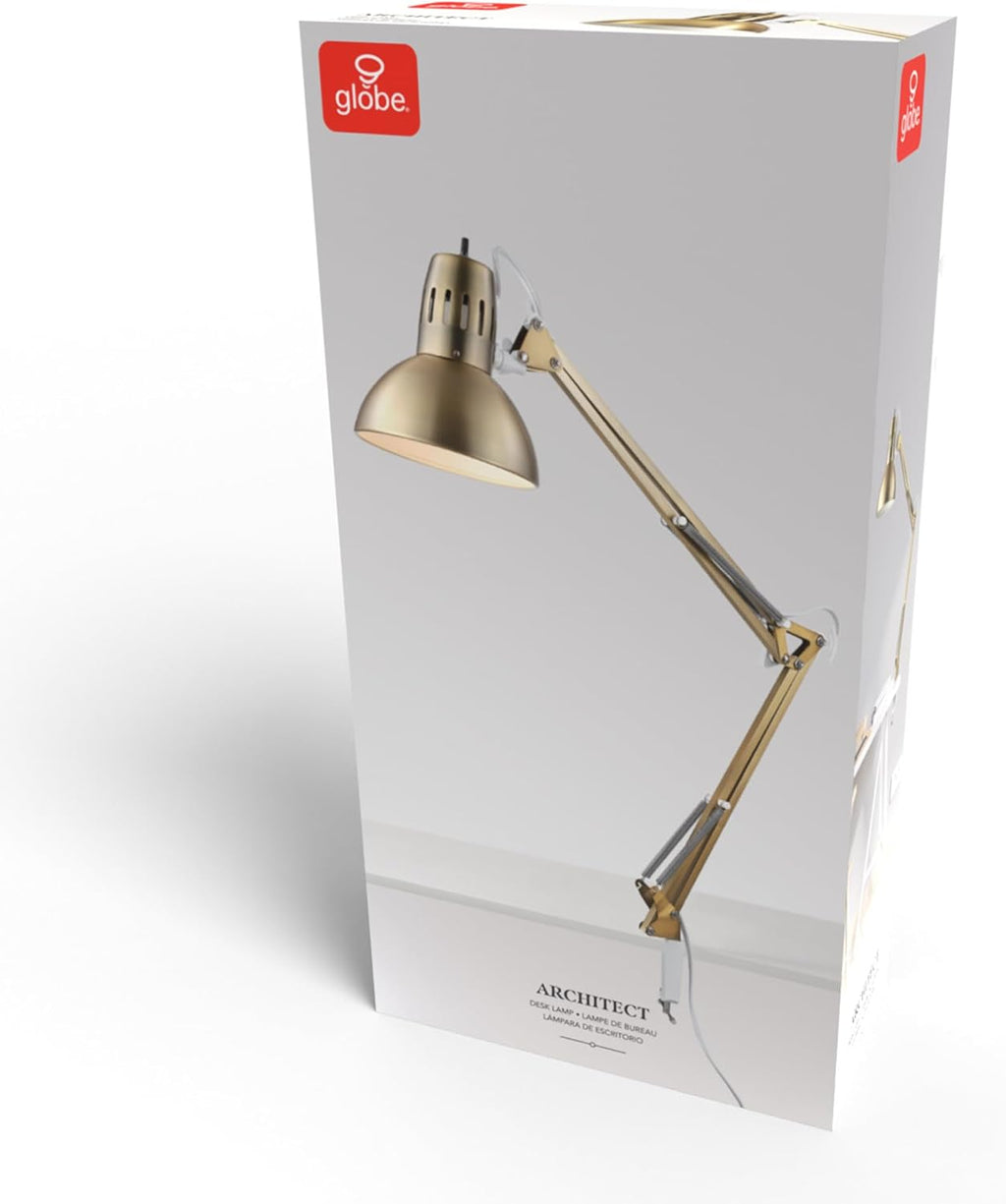 31.5' Multi-Joint Desk Lamp with Metal Clamp, Black, On/Off Rotary Switch on Shade, Partially Adjustable Swing Arm, Home Essentials, Reading Light, Office Décor