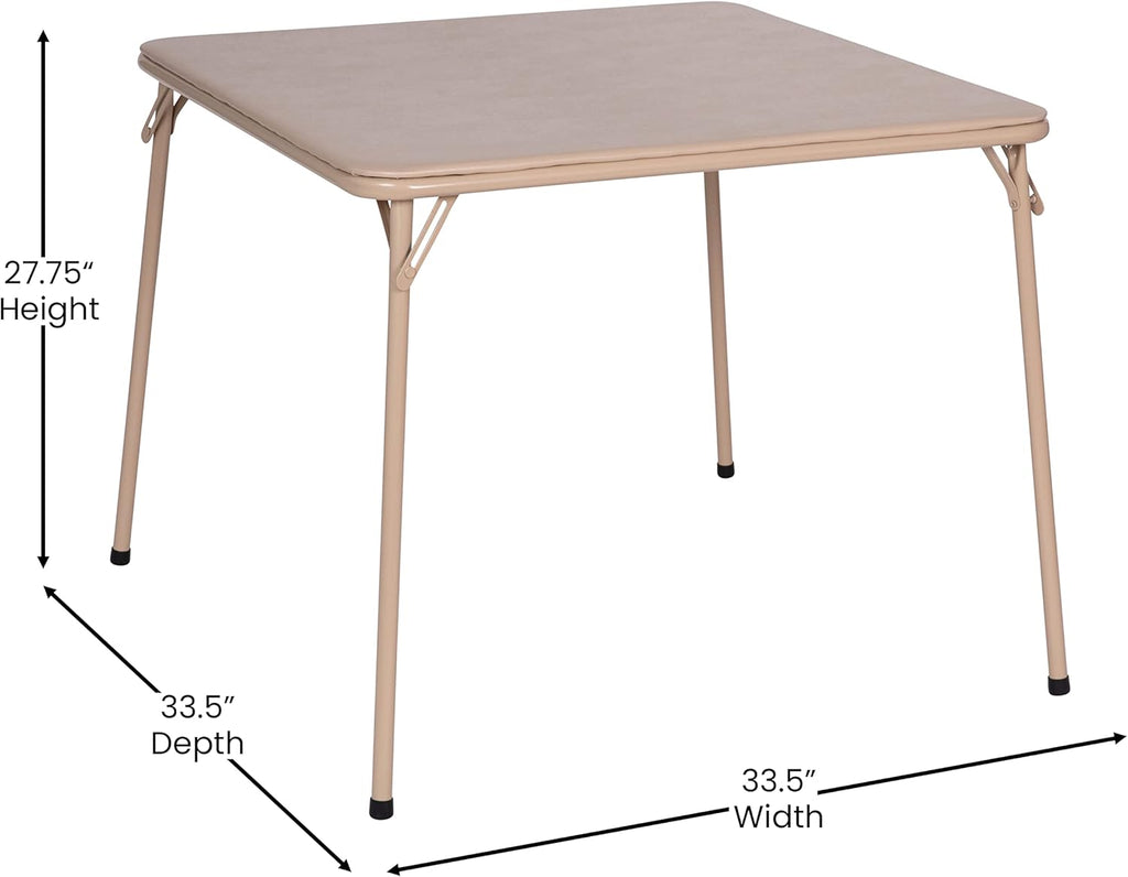 EMMA + OLIVER 5-Piece Multipurpose Folding Card Table and Chairs Set for 4 Players, Padded Top Portable Square Folding Table and Chairs Set, Tan