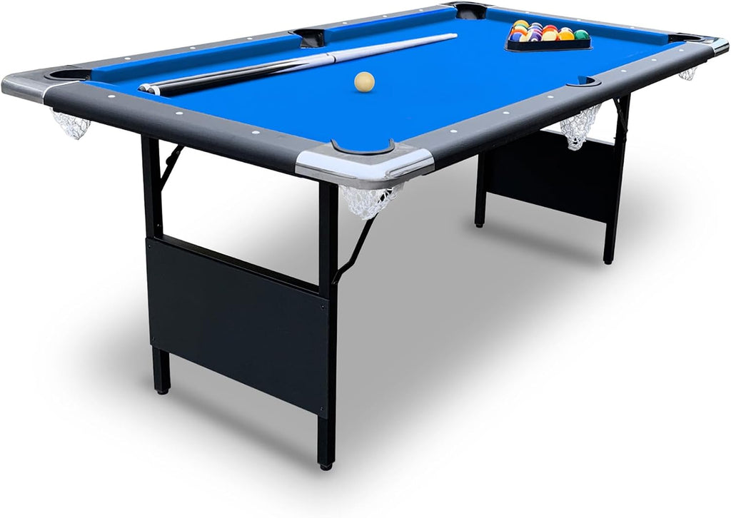 Hathaway Fairmont Folding Pool Table for Family & Home Use Includes Full Set of Billiard Balls, Cues, Chalk, Triangle and Carrying Bag, Portable Space-Saving Table