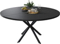 47.24' Round Dining Table, Modern Dining Room Table for 4-6 Person, Wood Round Kitchen Table with Metal Legs, Round Coffee Table for Home Dining Room Living Room (Black)