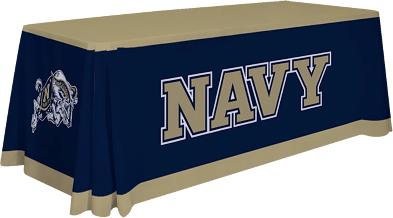 Victory Corps Navy Midshipmen College Sports Printed Table Throw - NCAA Licensed - Polyester - School Tablecloth (6' Draped) (Gold, Navy Blue)