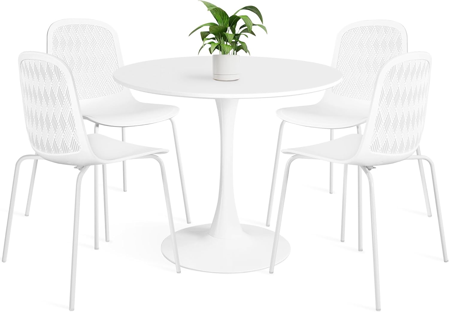 Mid Century Modern Round Dining Table Set for 4 with Chairs in Dining Room, Small Kitchen, Office, Cafe, Restaurants