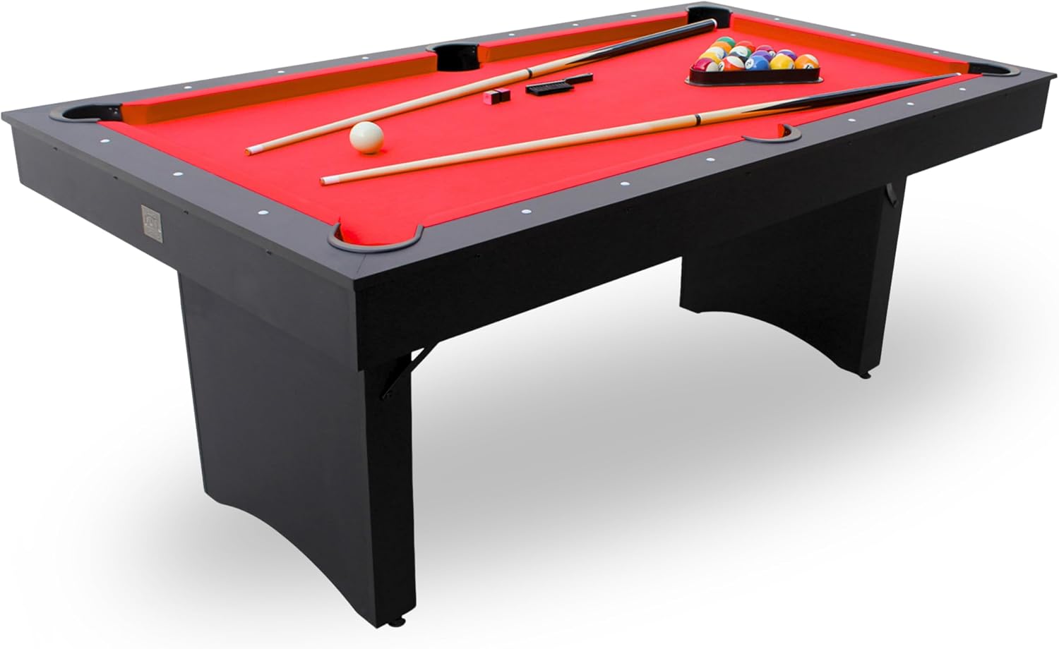 Freetime Fun 6 FT Pool Table, No Assembly, Portable, Includes Billiard Tables Accessories- 2 Pool Cues, Set of Balls, Triangle, Pool Table Brush, Chalk