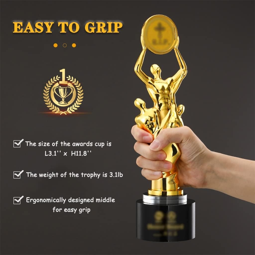 Award Trophies Award Cup Trophy Teamwork Honor Trophy with Gift Box, Golden Creative Living Room Ornaments, Metal Material Winner Trophy for Sports (Color : Gold Black, Size : 30 * 8cm)