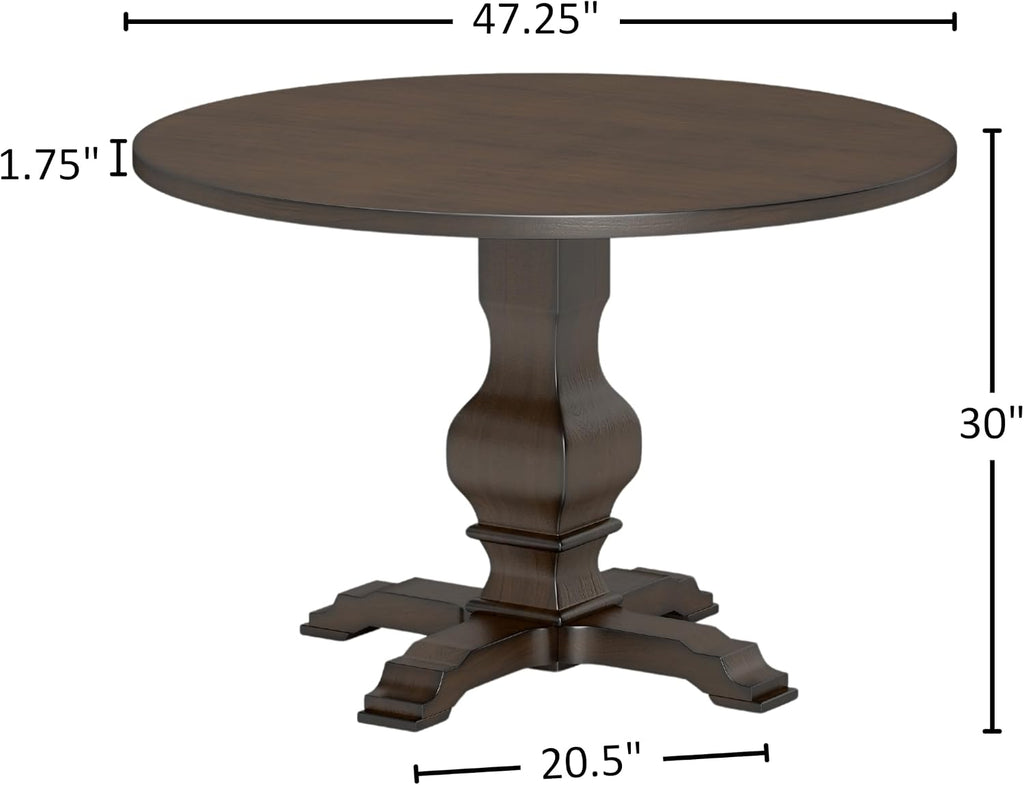 Roundhill Furniture Havre Pedestal Base Round Dining Table, Espresso