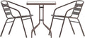 Flash Furniture TLH-0731SQ-017CBZ2-GG Lila 23.5'' Square Glass Table with 2 Metal Aluminum Slat Stack Chairs, Bronze