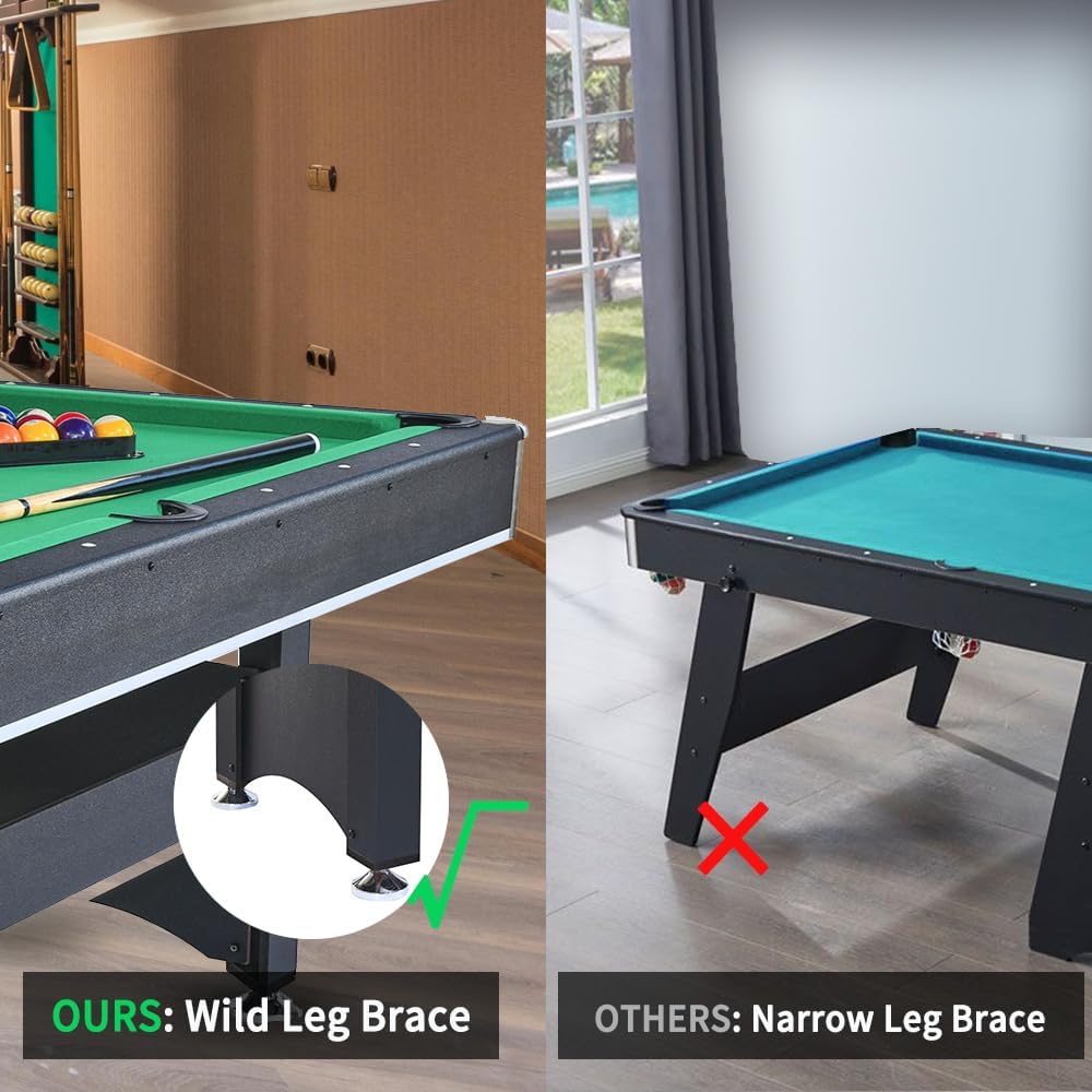 2 in 1 Pool and Table Tennis Multi Game Table, 6-Foot Modern Billiards Table with Conversion Top of Table Tennis Includes Cues, Paddles and Balls