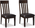 Signature Design by Ashley Haddigan Faux Leather Cushioned Rake Back Dining Chair, 2 Count, Dark Brown