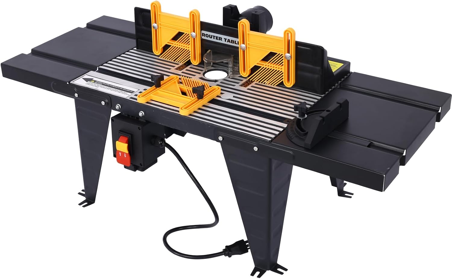 Electric Benchtop Router Table, Heavy-Duty Woodworking Tool with Steel Stands & Aluminum Milled Table, Craftsman Workbench for Precision Woodworking Tasks (Black)