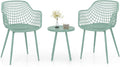 Tangkula 3 Piece Patio Bistro Set, All Weather Heavy Duty Table and Chairs Set of 2 with Widen Seats, Outdoor Furniture Set for Porch, Balcony, Backyard (Green)