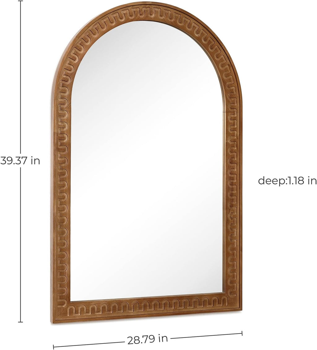 LuxenHome Arched Wall Mirror, 40'x29' Farmhouse Wooden Decorative Mirrors for Wall, Accent Entryway Mirror, Wall Mounted Mirror for Living Room