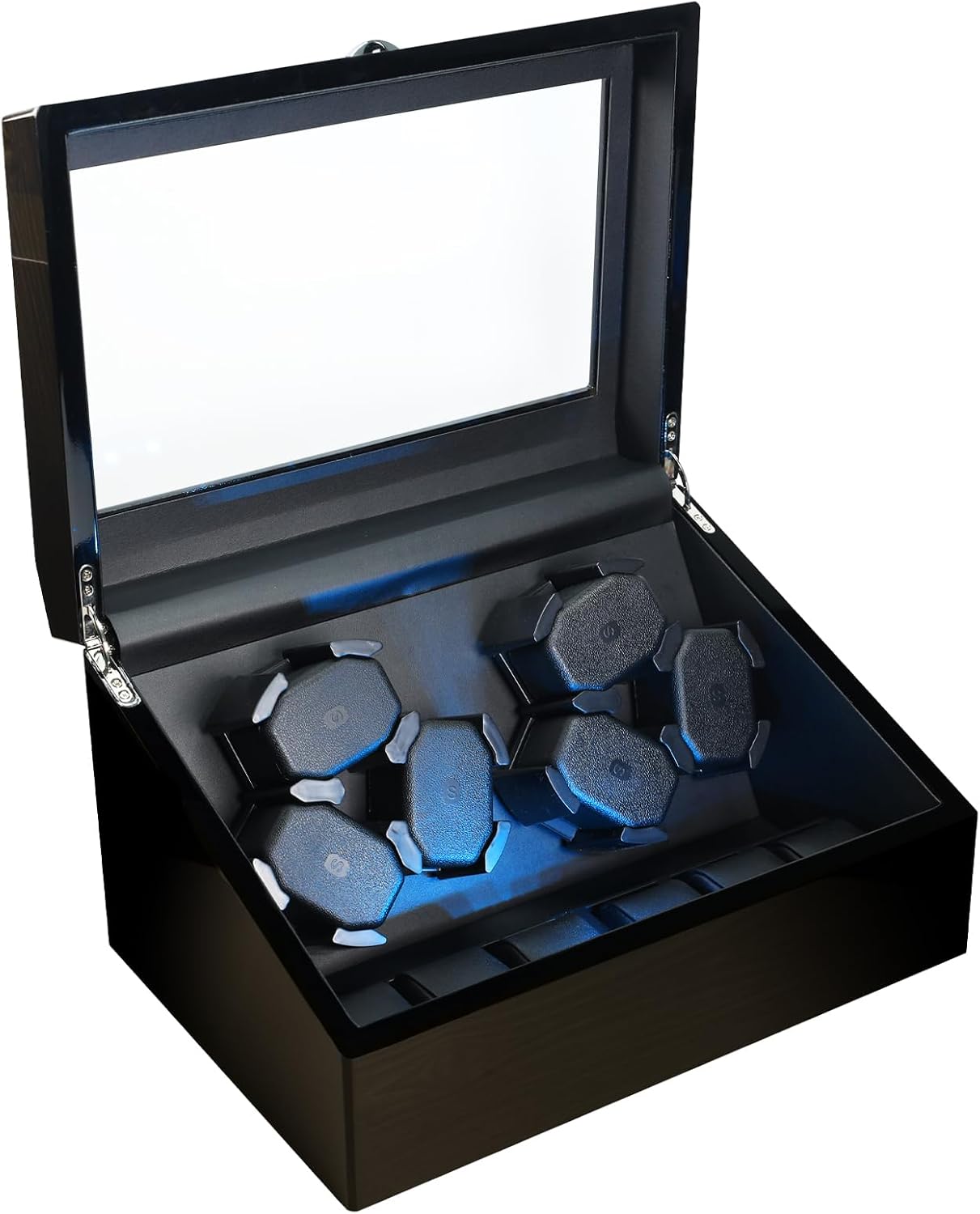 Watch Winder for Automatic Watches, Automatic Watches with Watches Storages, Automatic Watch Winder with Blue Backlight and Foam Pad, 4 Rotation Modes Rotating Watch Box