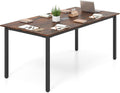 Giantex 6 FT Conference Table for 8-10 People, Modern 71' L x 35.5' W Large Meeting Table with Metal Frames, Rectangle Conference Room Table with Cable Grommet for Office, Boardroom, Rustic Brown