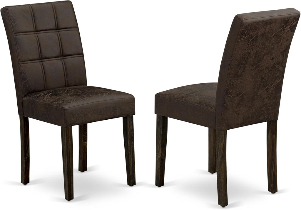 East West Furniture LAAS9-07-T25 9 Piece Table Set Consists A Wood Dining Table and 8 Black Textured Polyester Fabric Parson Dining Chairs, Distressed Jacobean