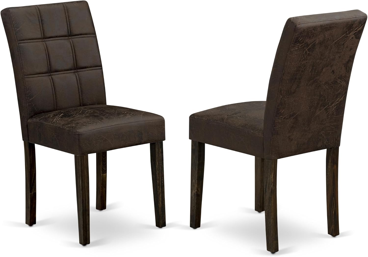 East West Furniture LAAS9-07-T25 9 Piece Table Set Consists A Wood Dining Table and 8 Black Textured Polyester Fabric Parson Dining Chairs, Distressed Jacobean