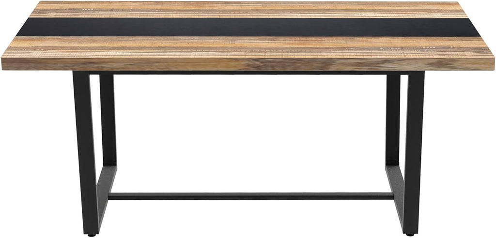 STHOUYN 71' 6ft Large Dinner Table for 6 8 Seat Dining Room Table, Rectangular Farmhouse Modern Kitchen Long Black & Brown Industrial Conference (Brown)