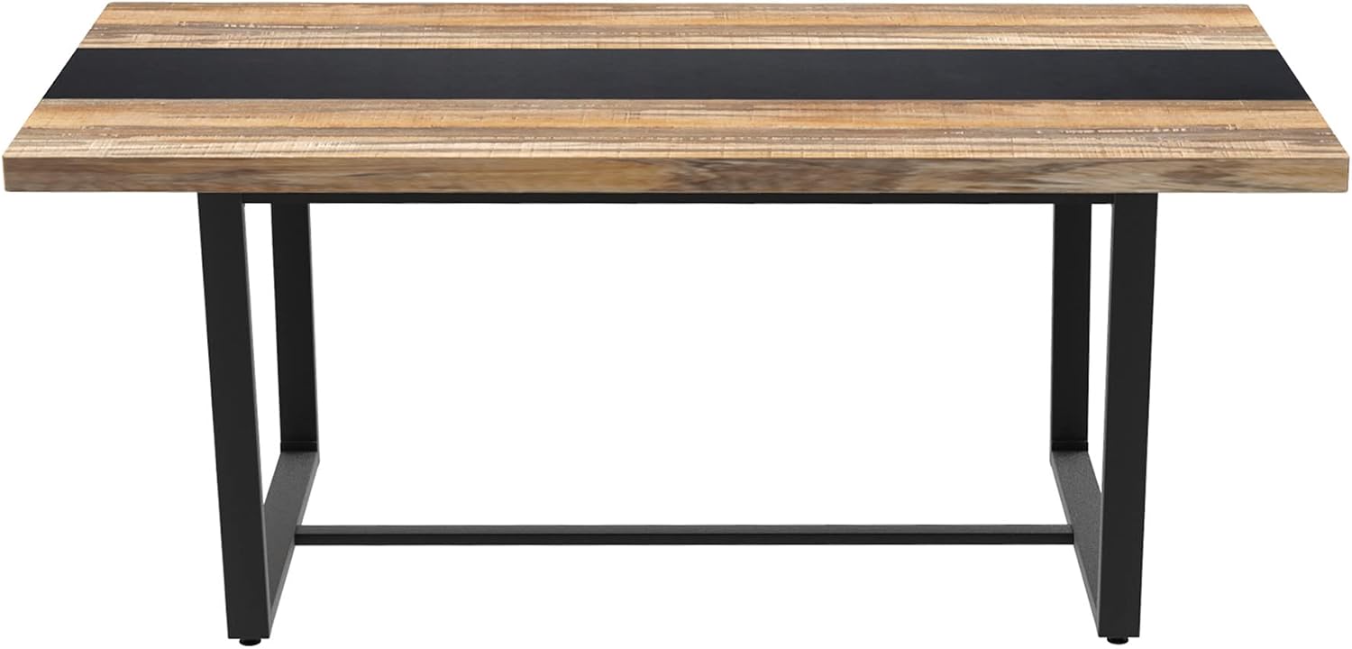 STHOUYN 71' 6ft Large Dinner Table for 6 8 Seat Dining Room Table, Rectangular Farmhouse Modern Kitchen Long Black & Brown Industrial Conference (Brown)