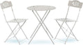 Alpine Corporation Indoor/Outdoor 3-Piece Bistro Set Folding Table and Chairs Patio Seating, White