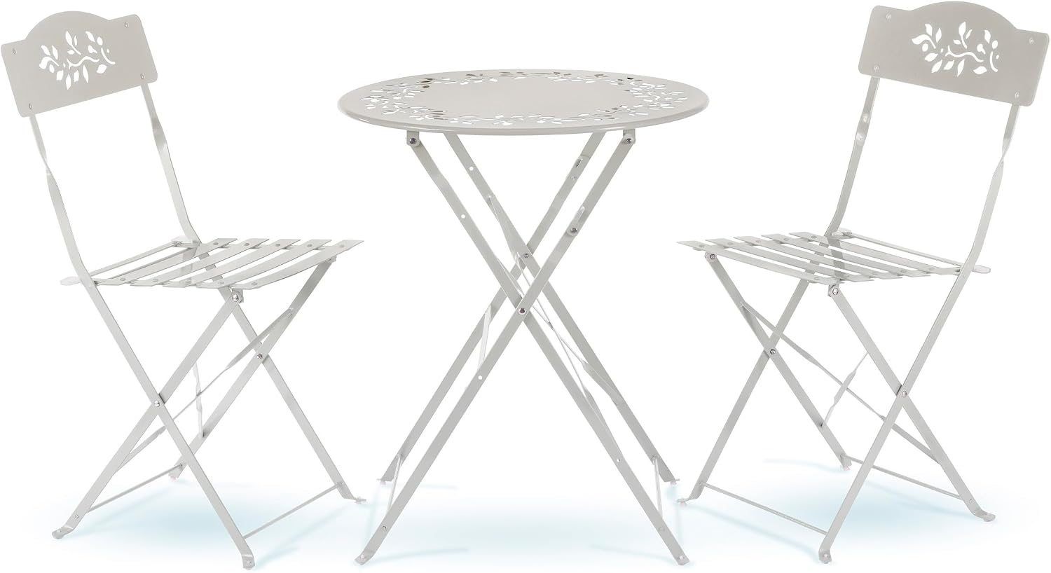 Alpine Corporation Indoor/Outdoor 3-Piece Bistro Set Folding Table and Chairs Patio Seating, White