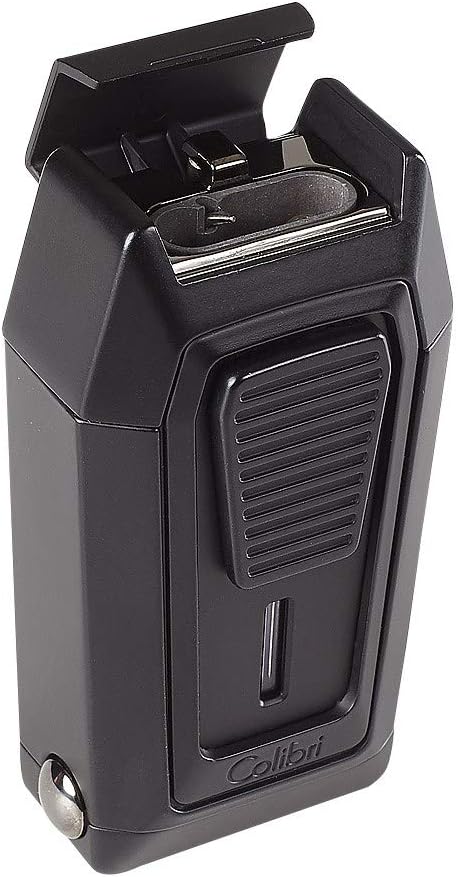 Colibri Quantum Triple Jet Lighter with Integrated Spring Loaded V-Cut Cigar Cutter for up to a Large 60+ Ring Gauge, Wind Resistant, Altitude Tested, Refillable Butane (Matte Black)