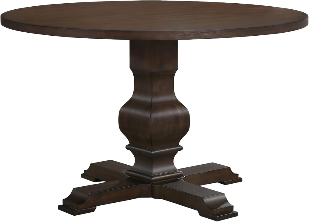 Roundhill Furniture Havre Pedestal Base Round Dining Table, Espresso
