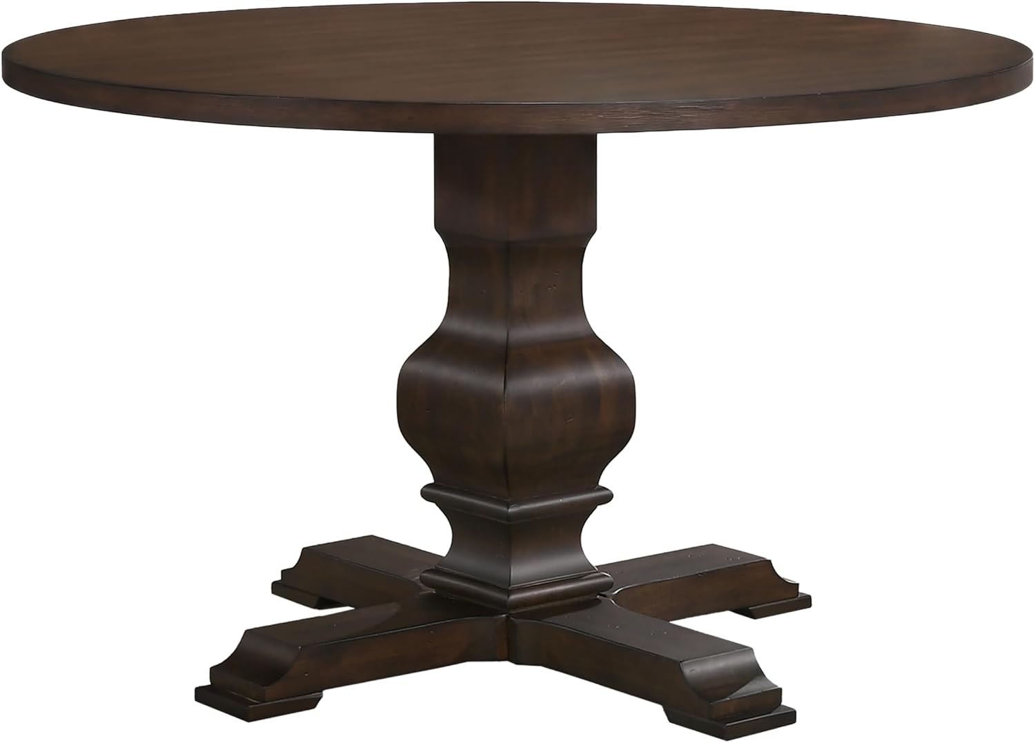 Roundhill Furniture Havre Pedestal Base Round Dining Table, Espresso