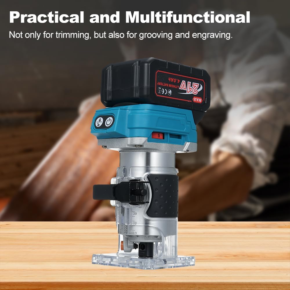 Gavigain Brushless Router, 16 Piece Kit, High Speed Performance, Adjustable Depth Control, Ergonomic Design, for Woodworking and DIY Projects (GavigainHSvV-ET25801US-2)
