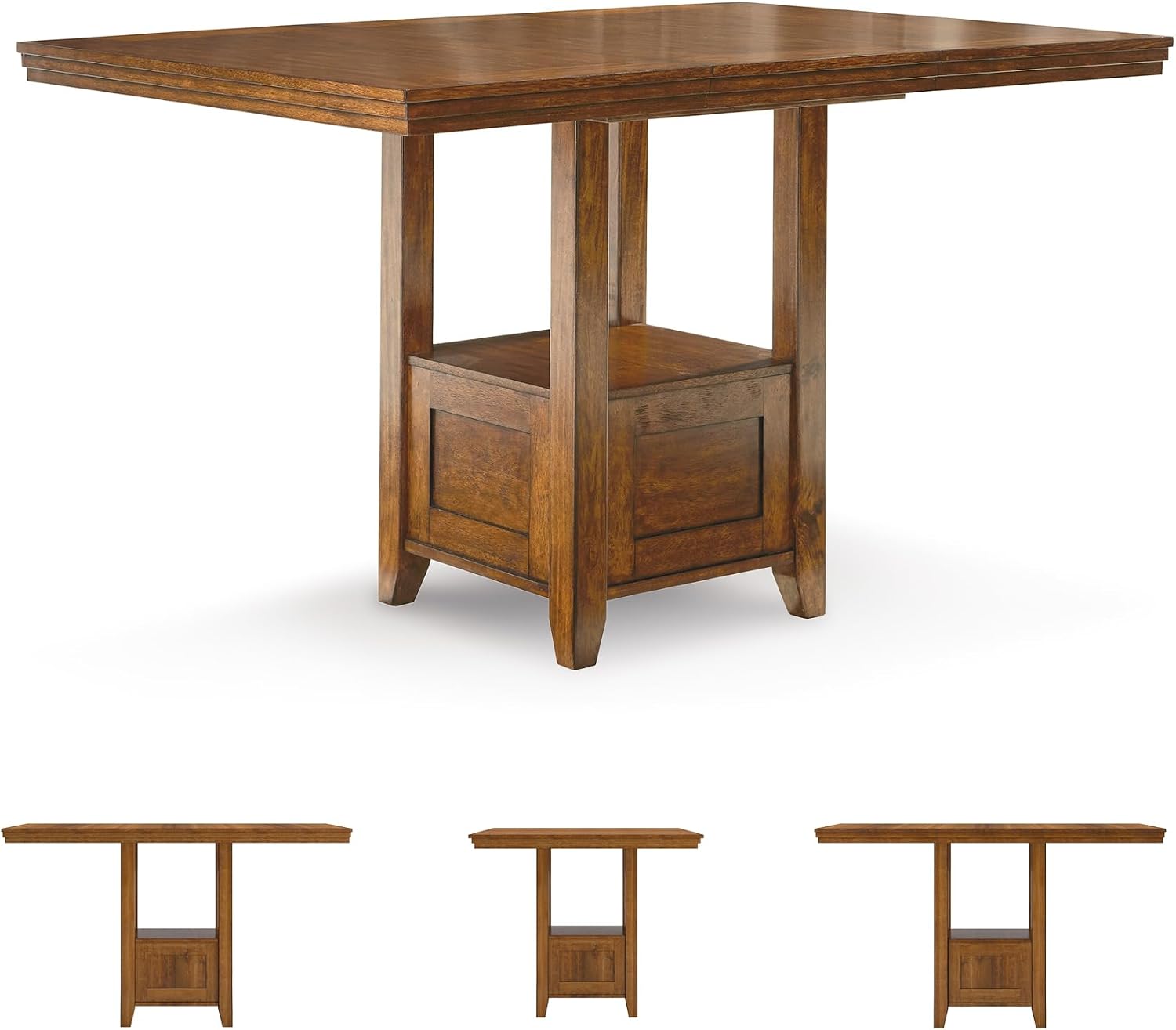 Signature Design by Ashley Ralene Rectangular Counter Height Dining Room Extension Table, Seats 6, Fixed Shelf, Wood, 42.25' W x 60.25' D x 36' H, Medium Brown