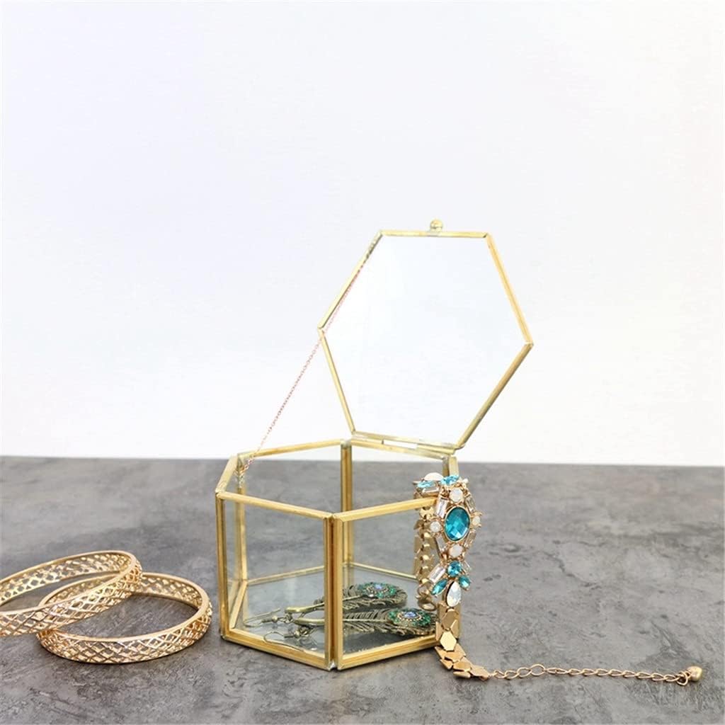 2Pcs Geometrical Clear Glass Jewelry Box Jewelry Organize Holder Tabletop Succulent Plants Container Home Storage